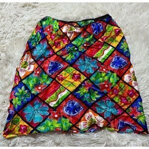 Gorgeous Colorful Floral Women’s Silk Mini Skirt Size Small by Central Falls